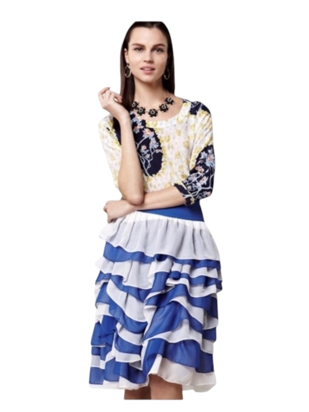 HTF: Anthropologie x Chris Benz ❃ Made In Kind Collab Skirt ❃ Tiered Chiffon ❃